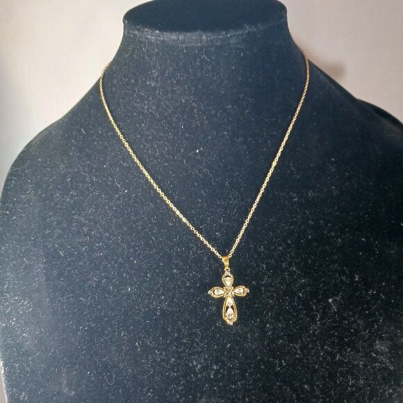 Cross Gold Tone Women's Necklace - Picture 1 of 11